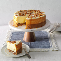 Caramel Pecan Cheesecake Recipe: How to Make It - Taste of Home: Find Recipes, Appetizers, Desserts, Holiday Recipes & Healthy Cooking Tips image