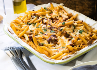 Baked Penne Pasta with Bechamel and Meat Sauce Recipe image