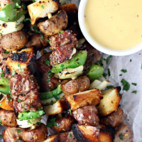 Grilled Philly Cheese Steak Kabobs — Let's Dish Recipes image