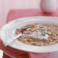 Rhubarb-Lentil Soup with Crème Fraîche Recipe | MyRecipes image