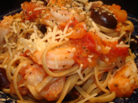 Linguine With Grilled Shrimp and Black Olives Recipe ... image