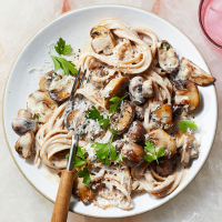 Linguine with Creamy Mushroom Sauce Recipe | EatingWell image