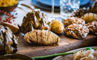 Big Green Egg | Roasted Hasselback potatoes with herb oil image