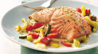 Gluten-Free Basil Salmon and Julienne Vegetables Recipe ... image