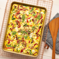 Bacon & Kale Sheet-Pan Eggs Recipe | EatingWell image