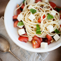 Spaghetti with Tomatoes, Basil, Olives, and Fresh ... image