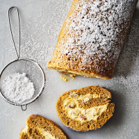 Pumpkin Roll Cake with Pecan-Cream Cheese Filling Recipe ... image