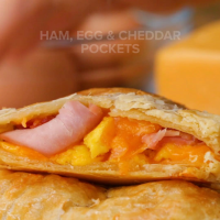 Ham Egg & Cheddar Pockets Recipe by Tasty image