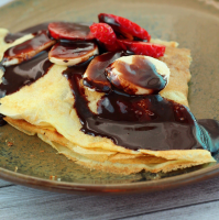 Dessert Crepes with Homemade Chocolate Sauce Recipe ... image