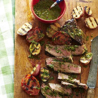 Steak with Argentine Herb Sauce Recipe - Good Housekeeping image
