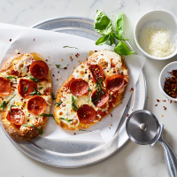 Turkey Pepperoni Pizzas with Two-Ingredient Dough ... image