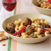 Pasta with Sausage Meatballs, Peppers, & Onions Recipe ... image