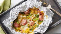 Cheesy Chicken Sausage and Potatoes Foil Packs Recipe ... image