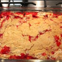 Rhubarb and Strawberry Dump Cake Recipe | Allrecipes image