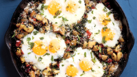 Potato Hash with Spinach and Eggs Recipe | Martha Stewart image