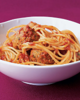 Spaghetti With Turkey Meatballs Recipe | Martha Stewart image