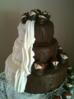 Half and Half Wedding Cake | Just A Pinch Recipes image