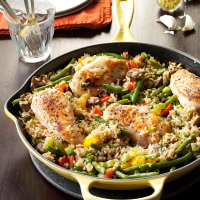Chicken Rice Skillet Recipe: How to Make It - Taste of Home: Find Recipes, Appetizers, Desserts, Holiday Recipes & Healthy Cooking Tips image