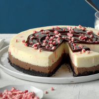 Chocolate Peppermint Cheesecake Recipe: How to Make It - Taste of Home: Find Recipes, Appetizers, Desserts, Holiday Recipes & Healthy Cooking Tips image