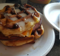 Cinnamon Roll Waffle Breakfast Sandwich Recipe | Allrecipes image