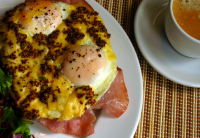Dutch Uitsmijter: Fried Ham and Eggs With Mustard Cheese ... image