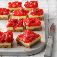 Strawberry Rhubarb Cheesecake Bars Recipe: How to Make It ... image