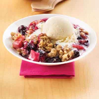 Rhubarb Blueberry Crumble Recipe | Land O’Lakes image