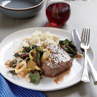 Seared Steak with Braised Leeks and Chard Recipe | MyRecipes image