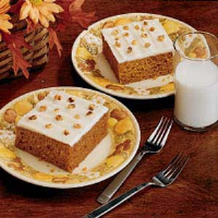 Pumpkin Sheet Cake Recipe: How to Make It - Taste of Home: Find Recipes, Appetizers, Desserts, Holiday Recipes & Healthy Cooking Tips image
