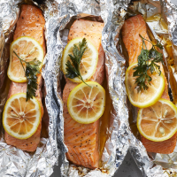 Grilled Lemon-Pepper Salmon in Foil Recipe | EatingWell image