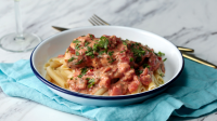 A Delicious Garlic Basil Chicken with Tomato Butter Sauce image