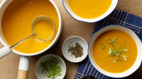 Carrot, Sweet Potato and Squash Soup Recipe | Rachael Ray ... image
