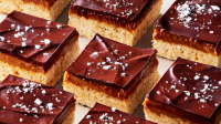 Chocolate-Peanut-Butter-Caramel Cereal Bars | Martha Stewart image