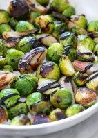 Roasted Brussels Sprouts and Shallots with Balsamic Glaze image