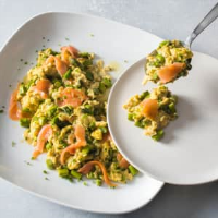 Scrambled Eggs with Asparagus, Smoked Salmon, and Chives ... image
