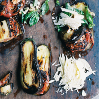 Grilled Eggplant and Tomatoes with Parmesan-Basil Crumbs ... image