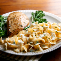No Yolks® Cheesy Buttered Noodles Recipe | MyRecipes image