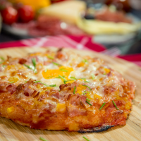 Bacon Pizza with Egg on Top | So Delicious image