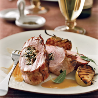 Stuffed Pork Tenderloins with Bacon and Apple-Riesling Sauce image