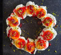 Clementine, cranberry & pistachio meringue wreath recipe ... image