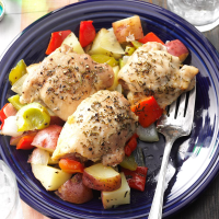 Roasted Chicken Thighs with Peppers & Potatoes Recipe: How ... image
