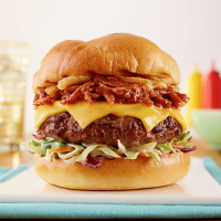 BBQ Pulled Pork Burger Recipe | Land O’Lakes image