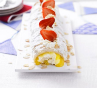 Almond & lemon meringue roulade recipe | BBC Good Food image