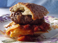 Hamburgers with Fresh Tomato and Onion Relish Recipe by ... image