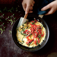 Mozzarella, roasted pepper, and basil omelette | Recipes ... image