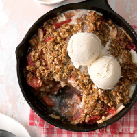 Rhubarb Crisp Recipe: How to Make It - Taste of Home: Find Recipes, Appetizers, Desserts, Holiday Recipes & Healthy Cooking Tips image