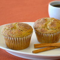 Cinnamon Rhubarb Muffins Recipe | Land O’Lakes image