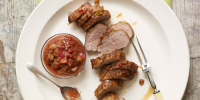 Pork Tenderloin with Spiced Rhubarb Chutney Recipe ... image