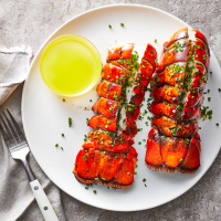 Grilled Lobster Tails with Drawn Butter Recipe | EatingWell image