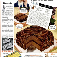 Baker's Chocolate Wellesley fudge cake recipe (1941 ... image